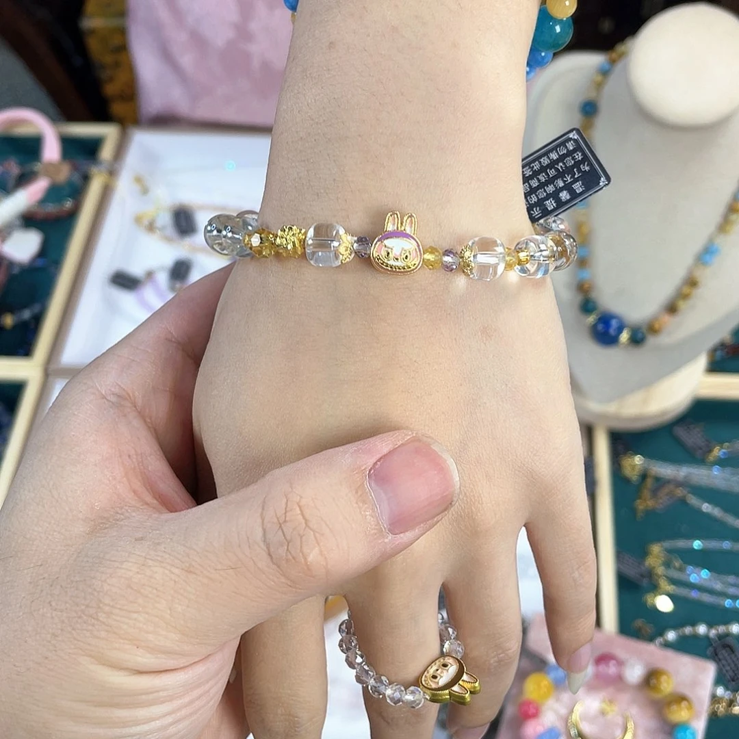 水晶手链银S925镀金镶嵌