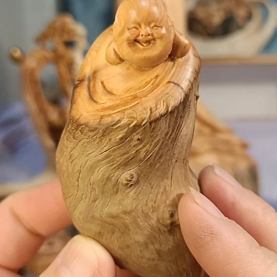 柏木（崖柏）太行崖柏笑佛手把件