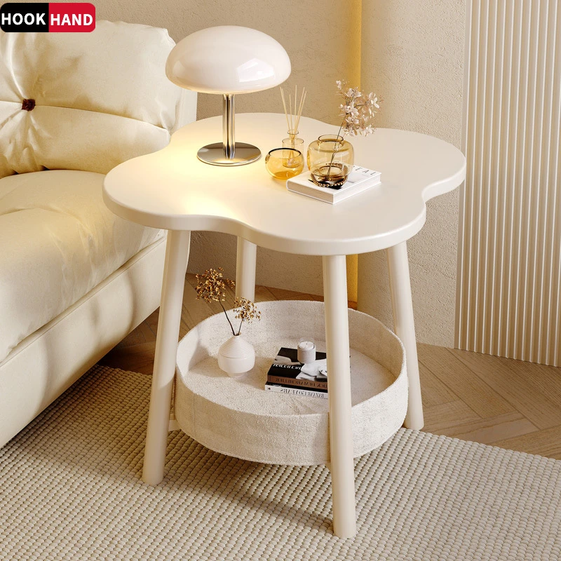 奶油风床头柜2024新款小型置物架家用卧室创意花朵床头小边几轻奢