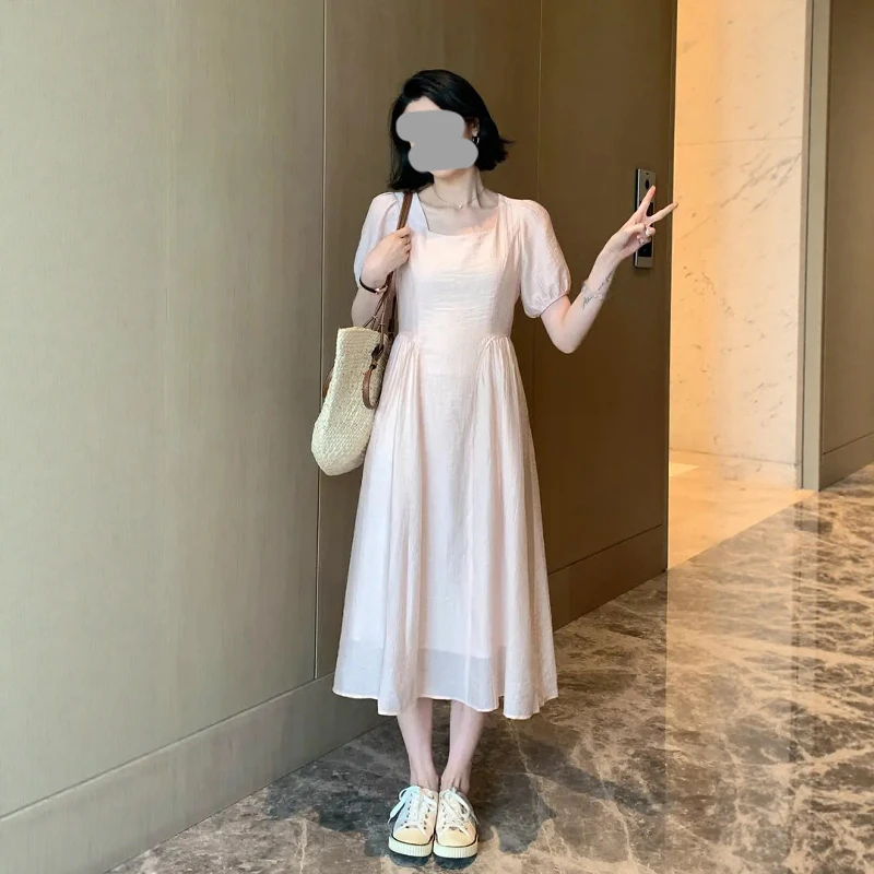 大码法式连衣裙子女装2025年夏季新款极简法式夏季黑色大码连衣裙