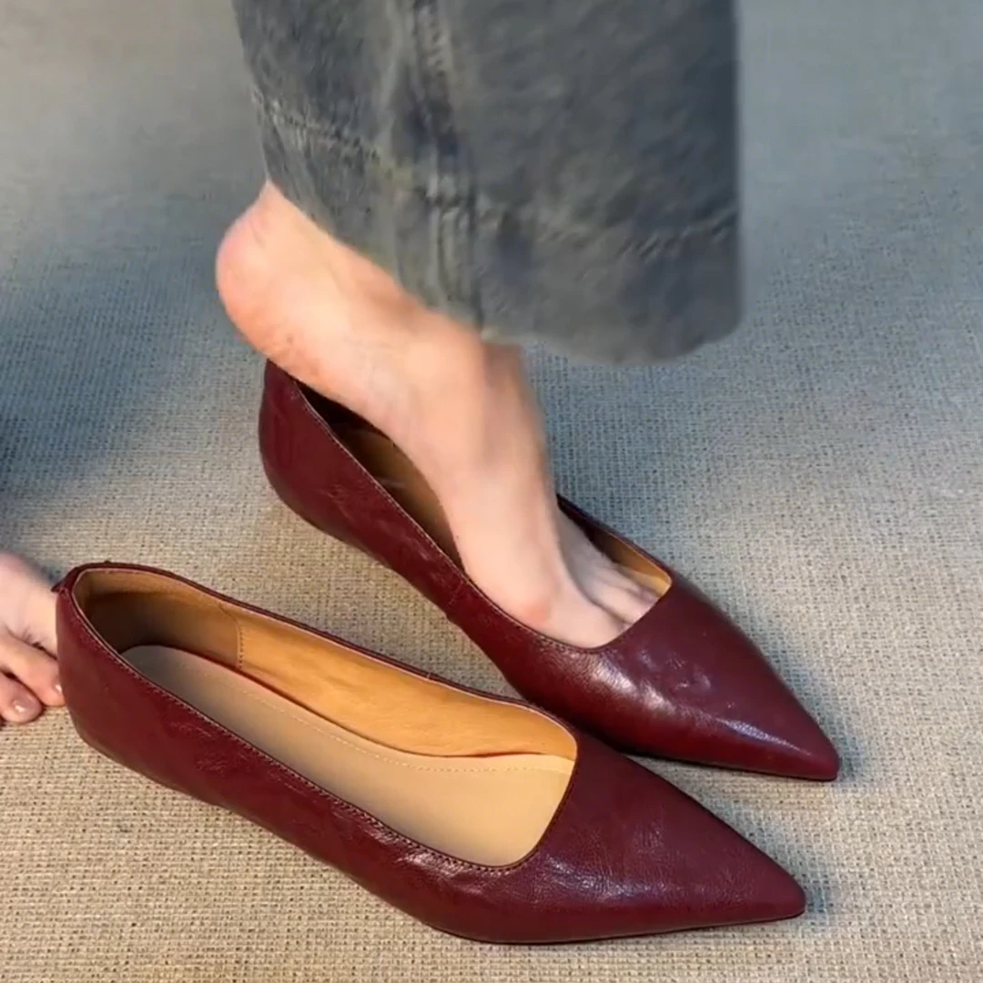 真皮法式单鞋女尖头2025春季新款绝美轻奢小坡跟气质职场通勤工作