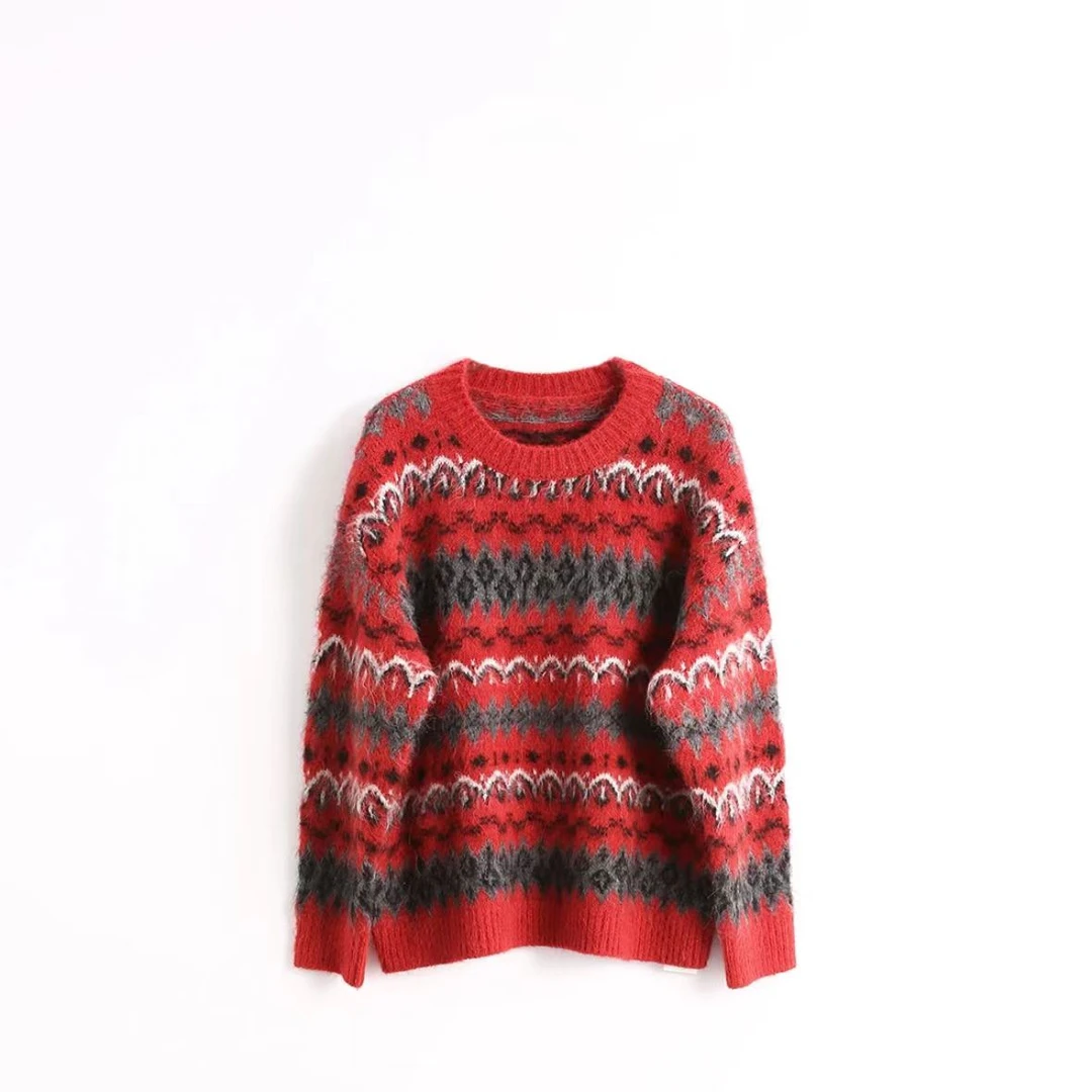 CHUANBAI 新年款马海毛加厚宽松时尚套头针织衫