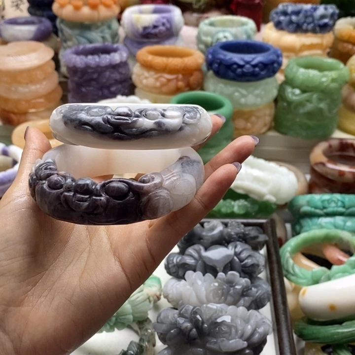 夢***影石英岩玉未镶嵌手镯