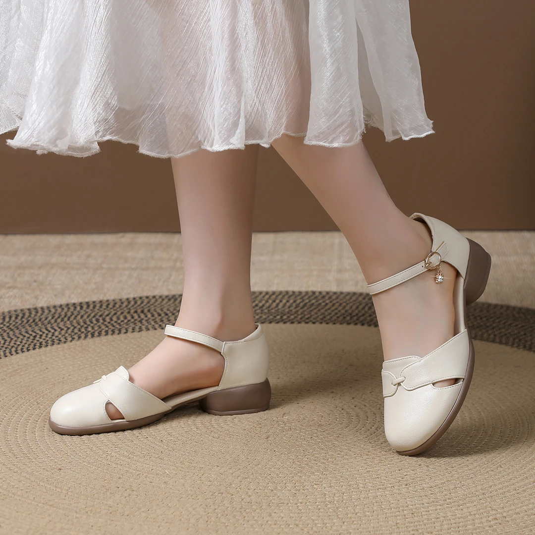 【Ciafoce纤芙森】6088包头粗跟时装半高跟温柔凉鞋浅口少女风