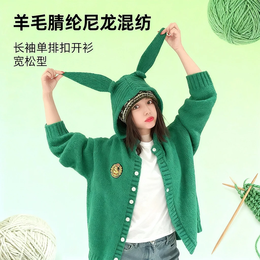 BETTER JOELAY-【小熊女孩】时尚百搭针织开衫毛衣个性慵懒LL6218