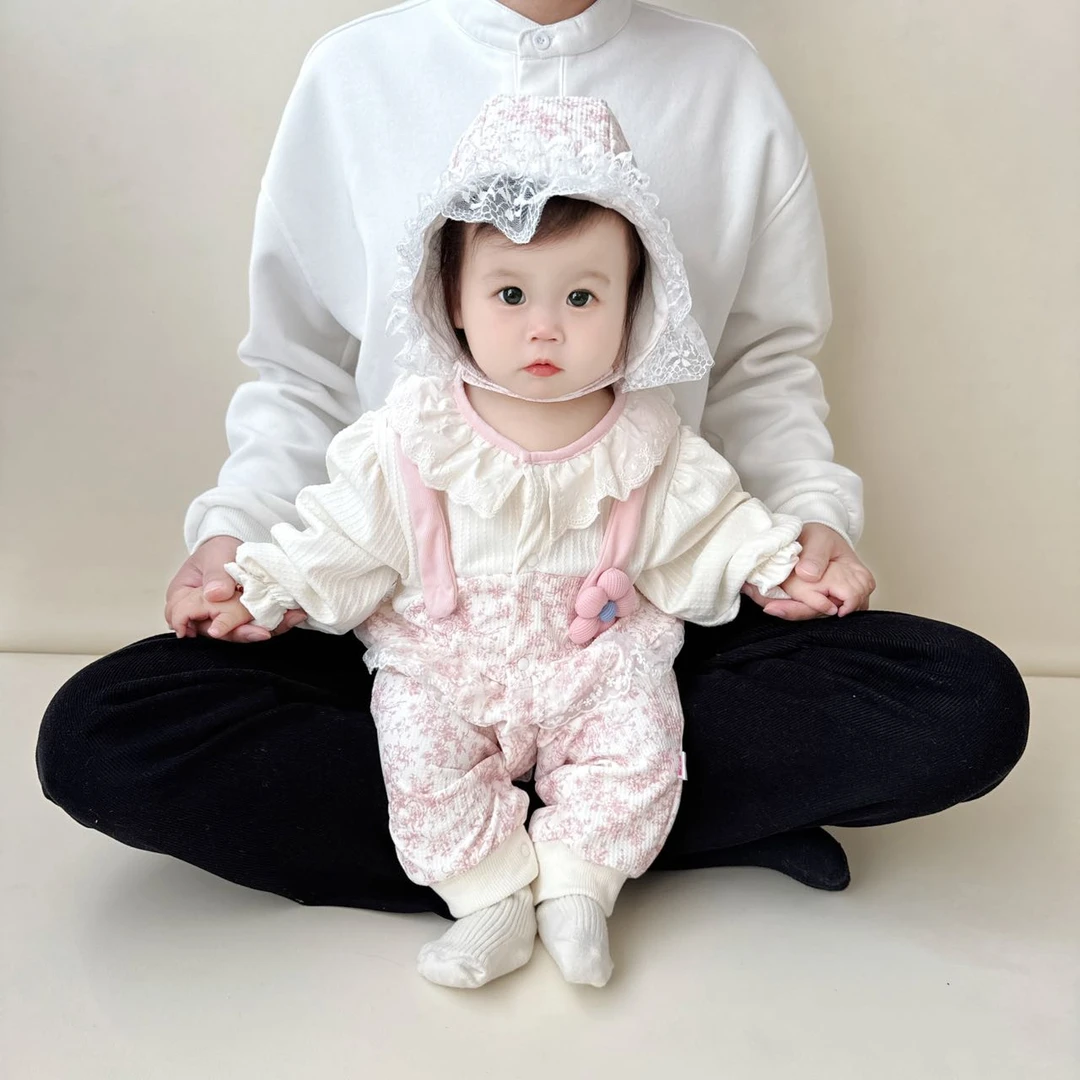 X【优选】婴儿连体衣女宝宝春秋季假两件套装可爱包屁衣外出服sy