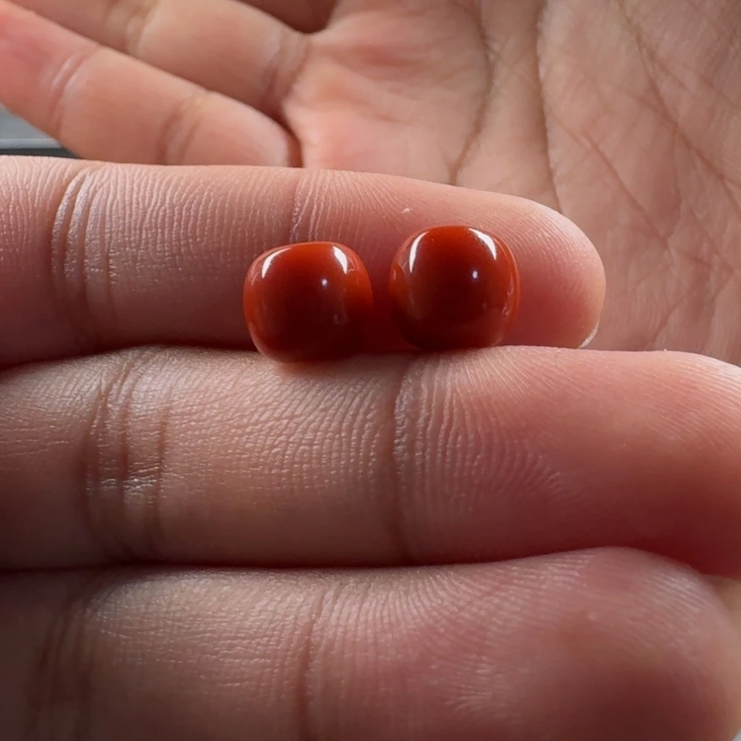 南红玛瑙未镶嵌老型8.8*8mm一对