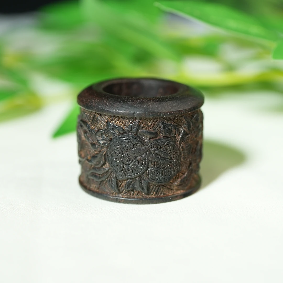 民国锦地花果纹沉香扳指【古珠精选】AAGTY241229019