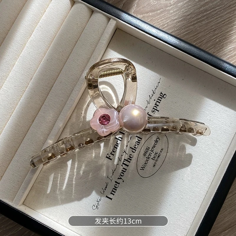 精致花朵亚克力大号盘发抓夹女春夏新款爆款鲨鱼夹发夹子1876