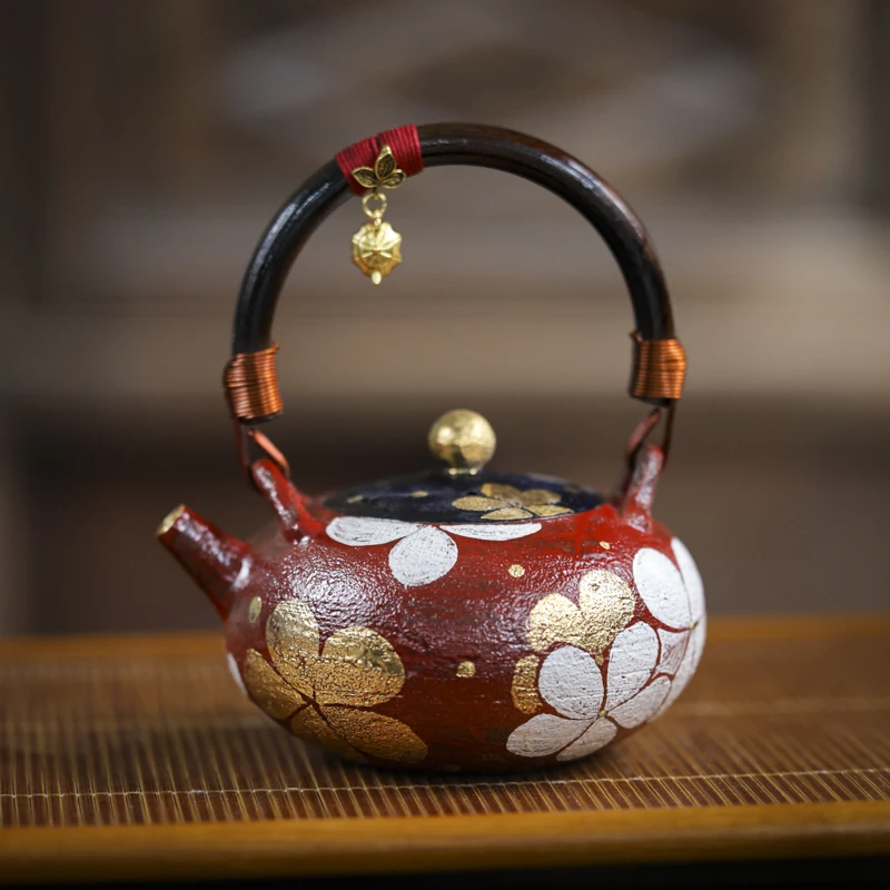 【见珊】炼陶-蕉白轩-五瓣花提梁壶(190ml)（蕉白S0718）