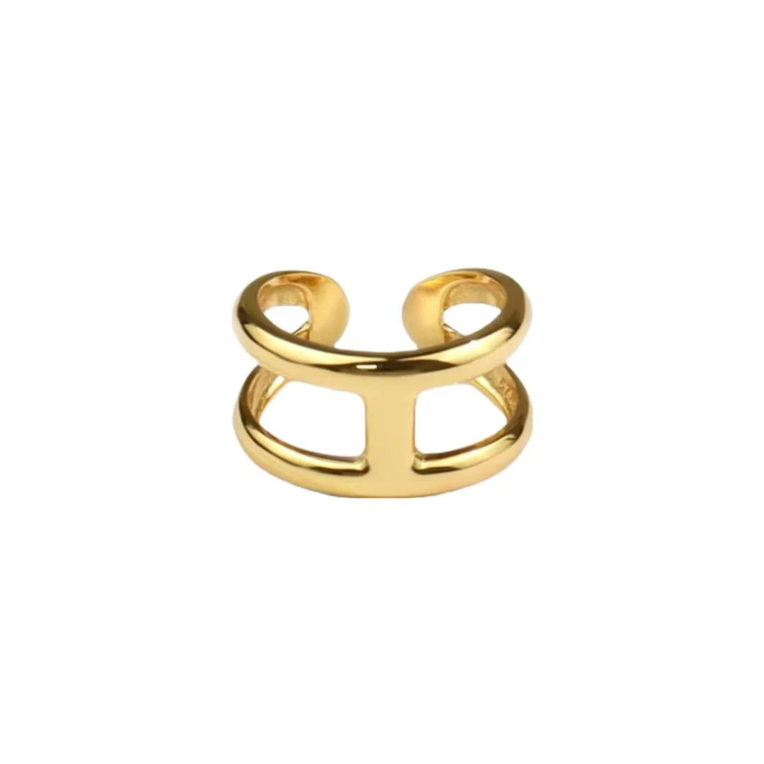 925银戒指 【施生生珠宝】S925银开口工字猪鼻子戒指