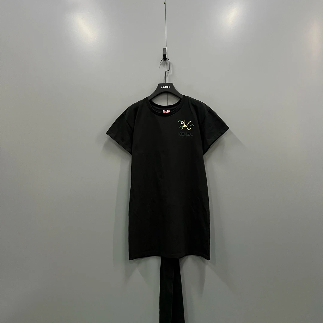 95新 KENZO/肯佐 t9 虎尾刺绣logo收腰连衣裙 S码/98新/017462