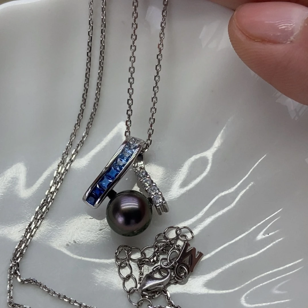 银S925镶嵌海水珍珠套链