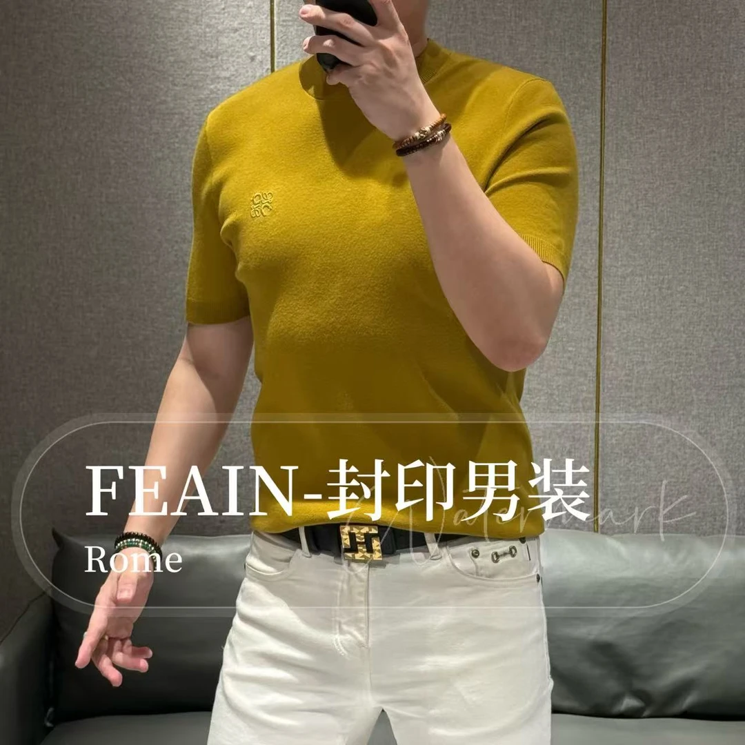 【桑蚕丝混纺】秋季新品净色立体刺绣胸标T恤6809