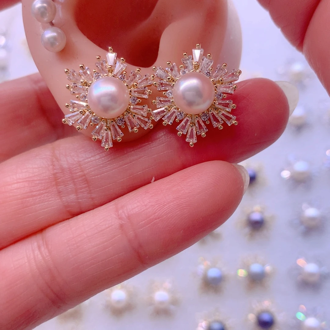 淡水珍珠合金耳饰