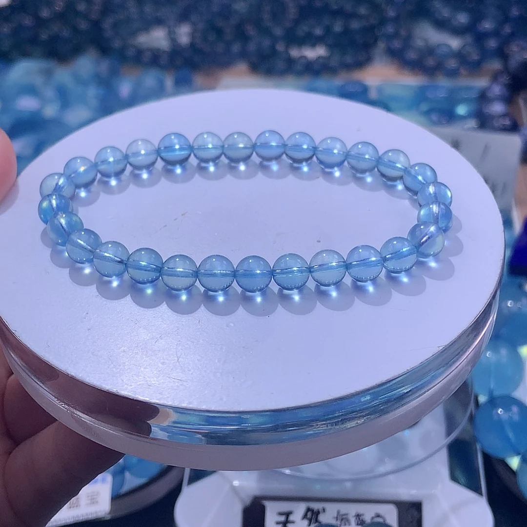 未镶嵌手串海蓝宝石冰透圣蓝6m+【350元】要拍5件