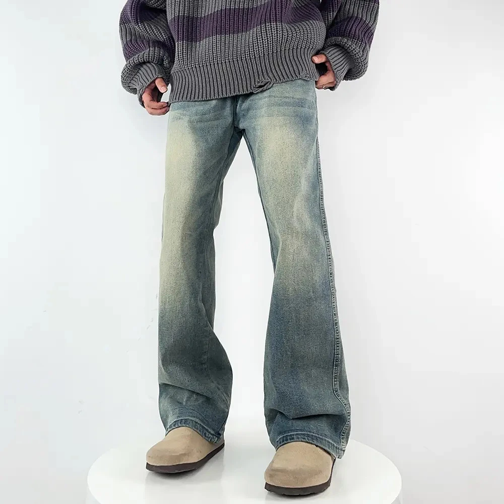 庆庆自制春夏必备三色氛围感直通微喇百搭弹力复古高街水洗牛仔裤