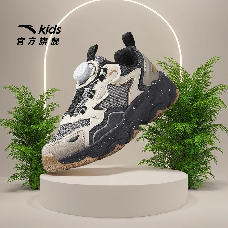 【醒狮战靴】安踏儿童休闲鞋2025星芒新款舒适防滑耐磨旋钮休闲鞋