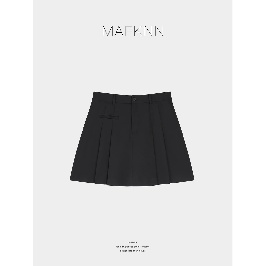 MAFKNN/玛肯时尚休闲简约纯色百搭短裙半身裙MK13018