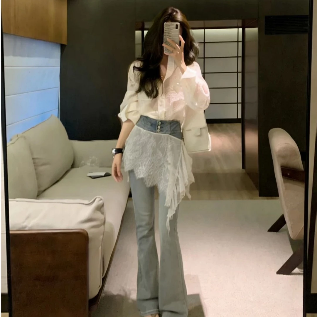 简约气质显瘦洋气休闲百搭性感辣妹外穿长袖设计上衣宽松长裤套装
