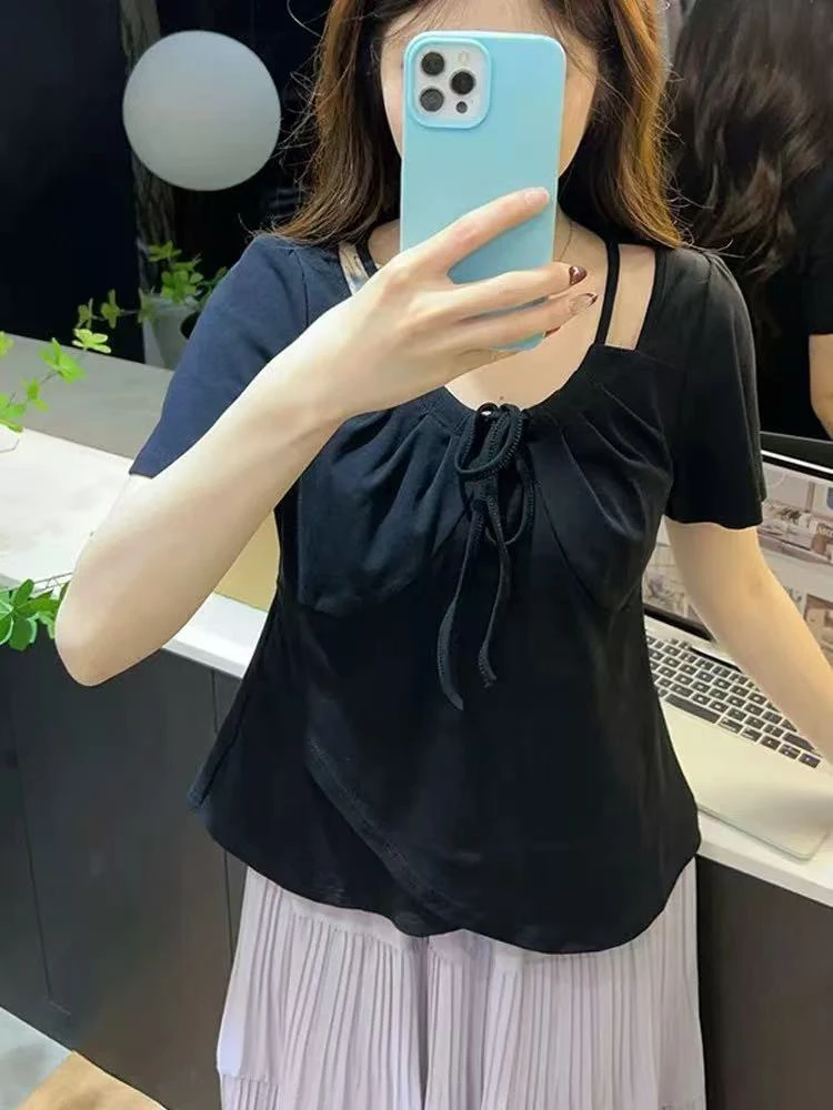 8712夏季新款小衫大码女装气质短款时尚百搭黑色