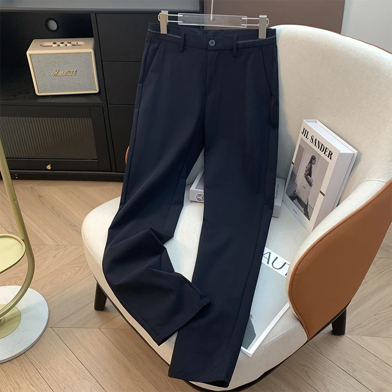 撤柜男装轻商务经典直筒休闲裤2025春夏季薄款舒适透气冰丝长裤男