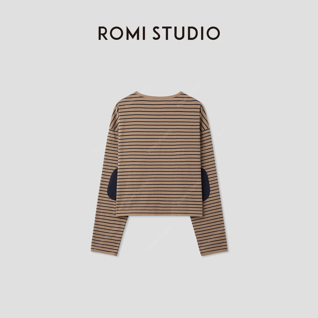 ROMI STUDIO“复古寻常”重磅棉韧性不易皱撞色长袖T恤 RWCAS65084