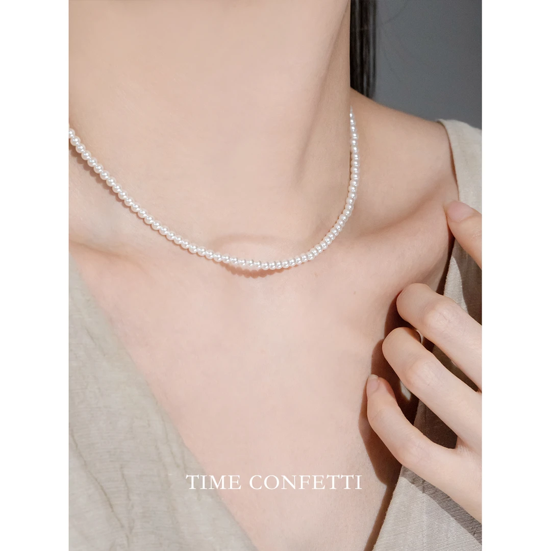 链子925银 镀K金【孙二娘】拍不悔-轻奢气质通勤珠珠项链TC 6369