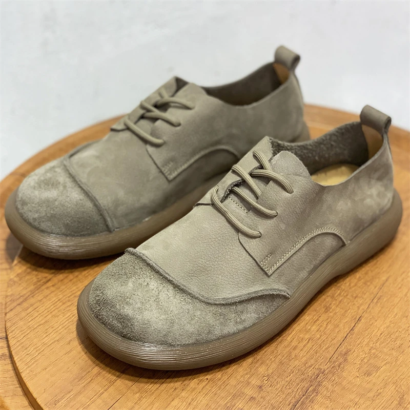 宽头男士头层牛皮男鞋子2025夏季大头鞋真皮透气软底防滑休闲皮鞋