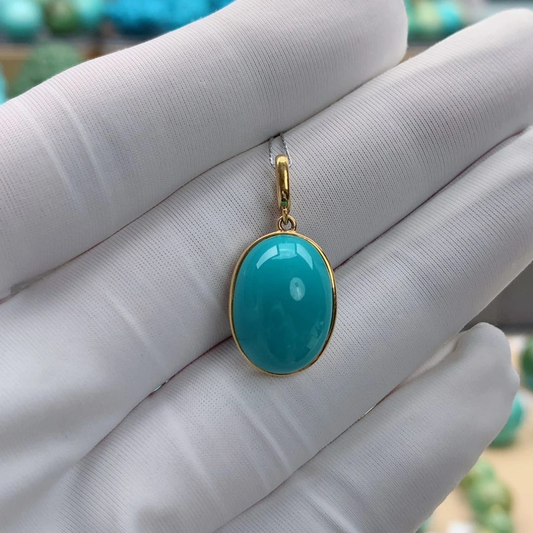 绿松石18K金镶嵌珠宝奇石