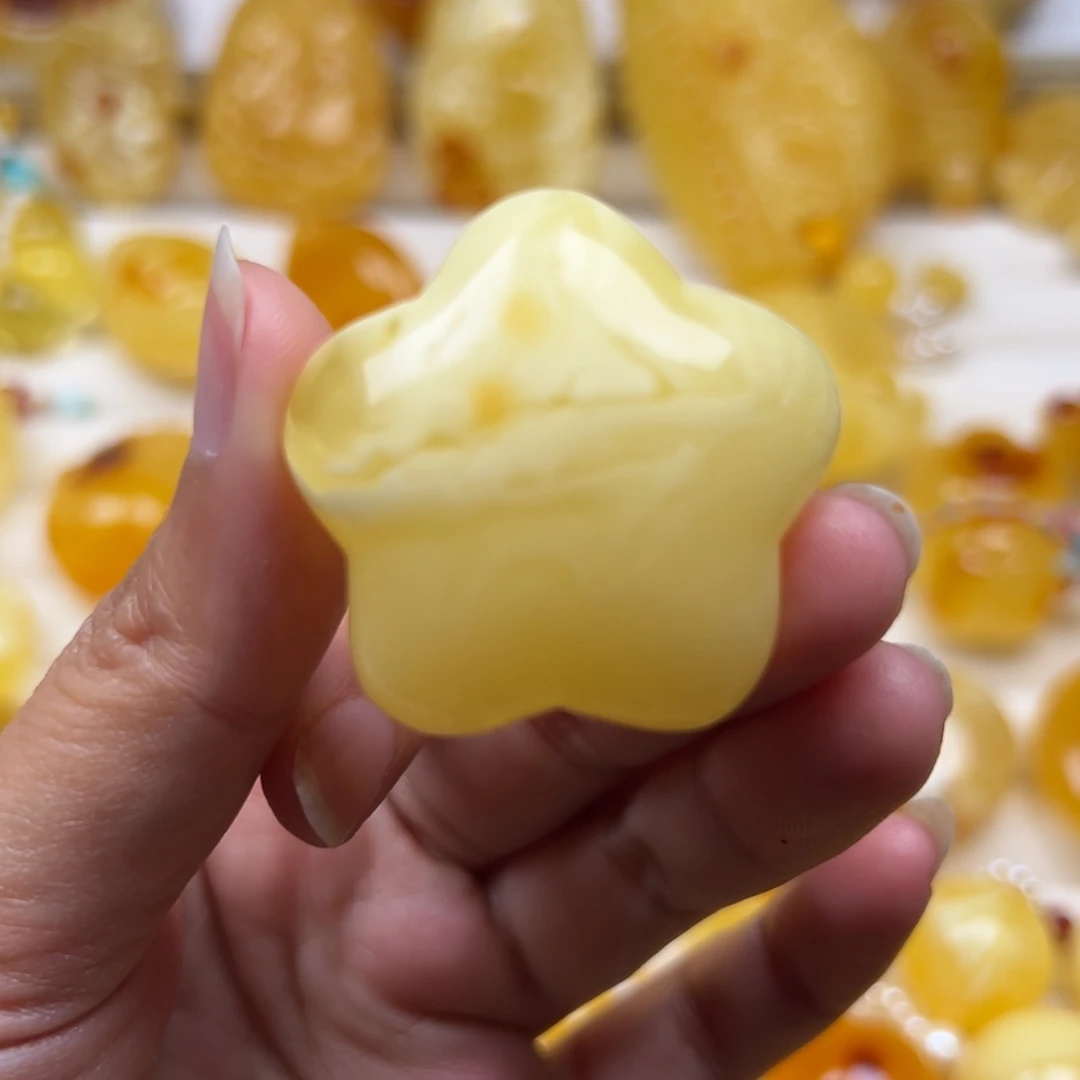 蜜蜡未镶嵌颈饰白蜡星星