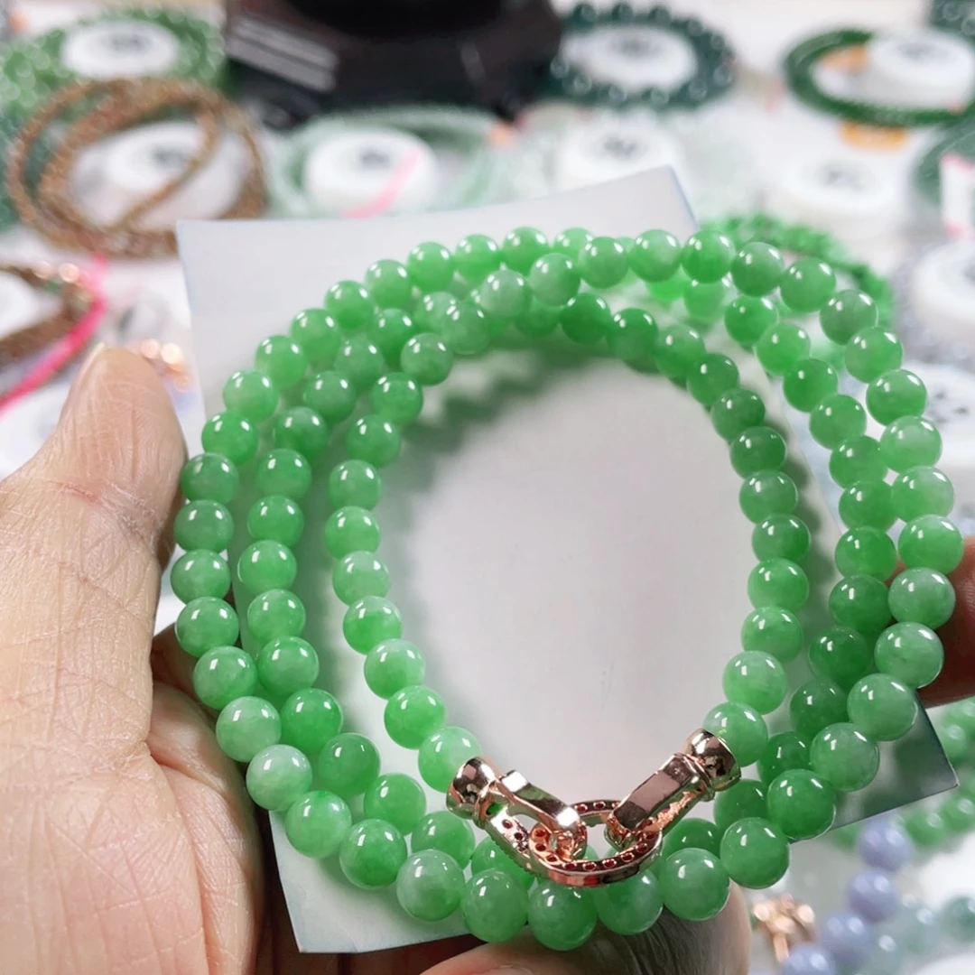 翡翠戒指未镶嵌天然翡翠项链6mm