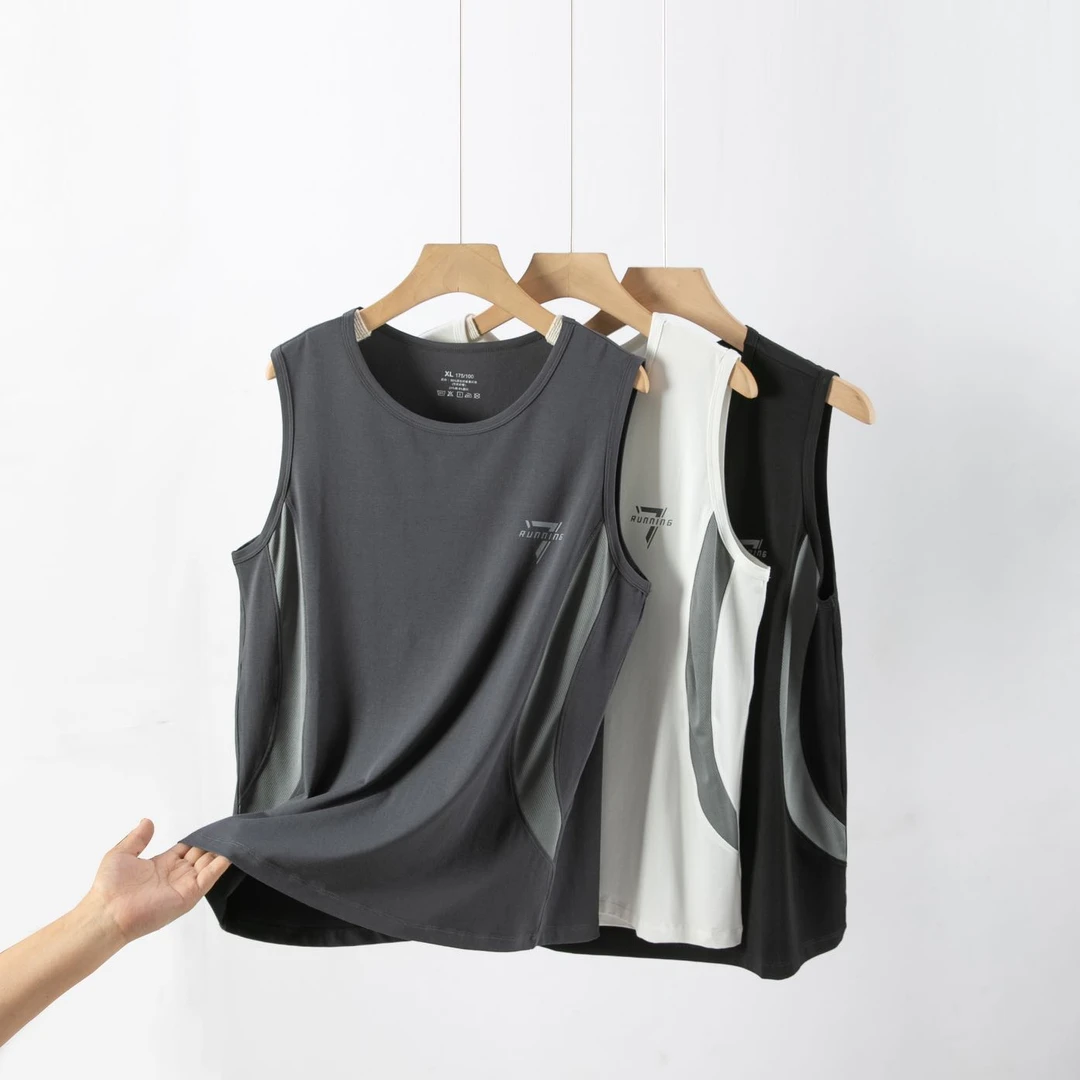 高品质竹纤维时尚休闲撞色男士背心26111