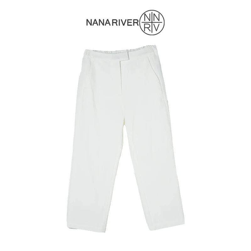 【素调】休闲小个子高腰裤极简风纯色百搭休闲裤显瘦