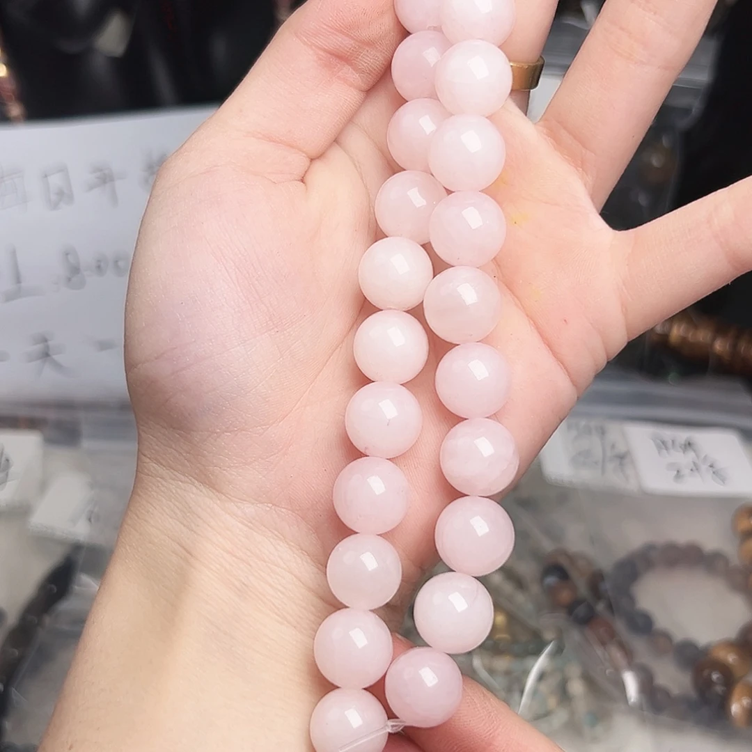 玛瑙/玉髓合金珠宝半成品h50 12m 粉晶一条