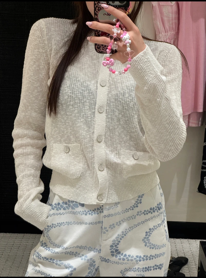 「长芯」高品25M时髦慵懒轻薄纹理感针织开衫 YZ24K01194