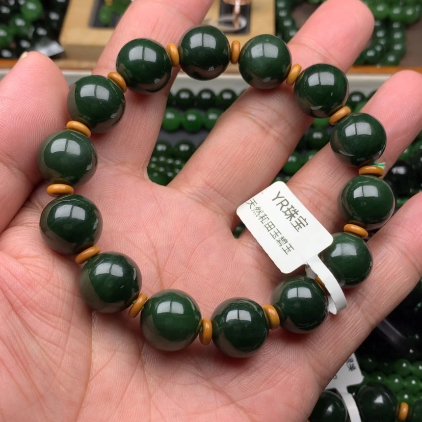 【闪购商品】未镶嵌手链和田玉（碧玉）遥**心14