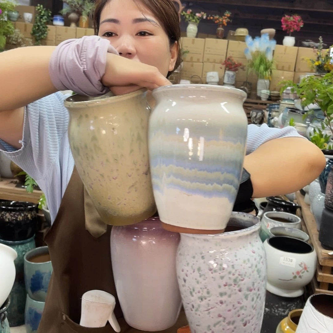 紫砂花盆高度20口径13厘米