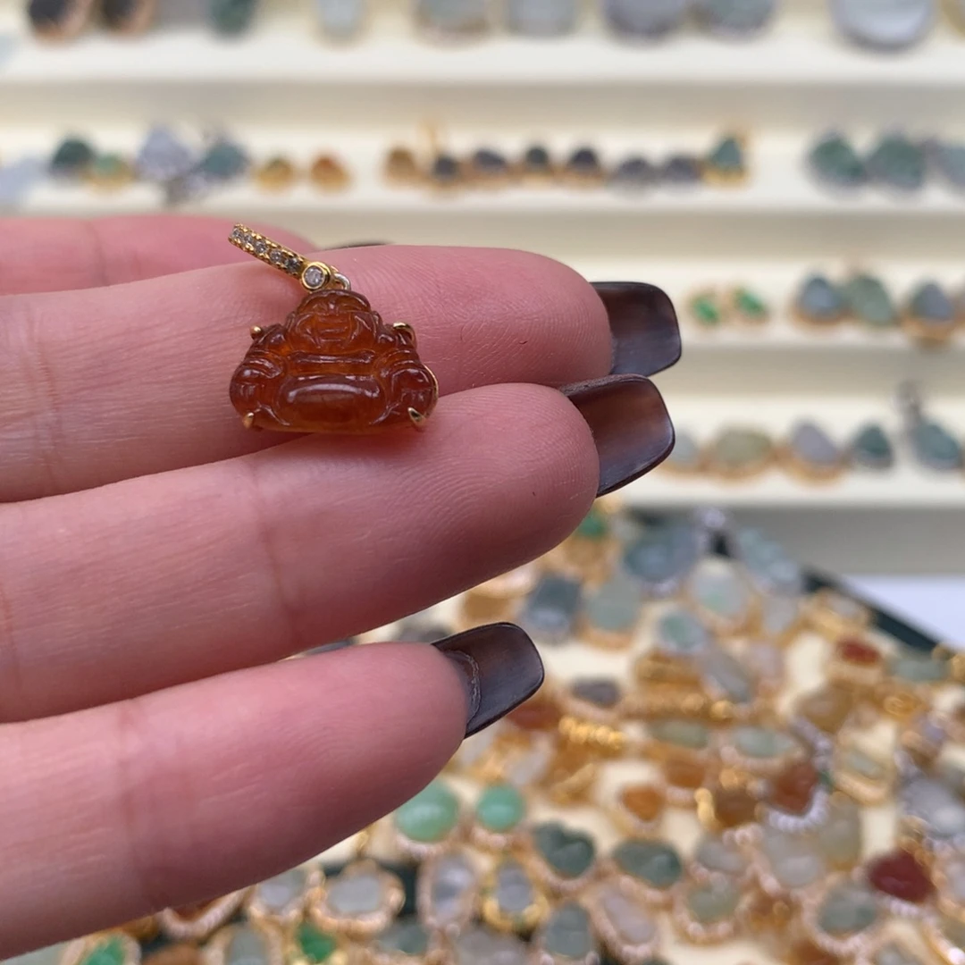 翡翠银S925镶嵌颈饰佛公