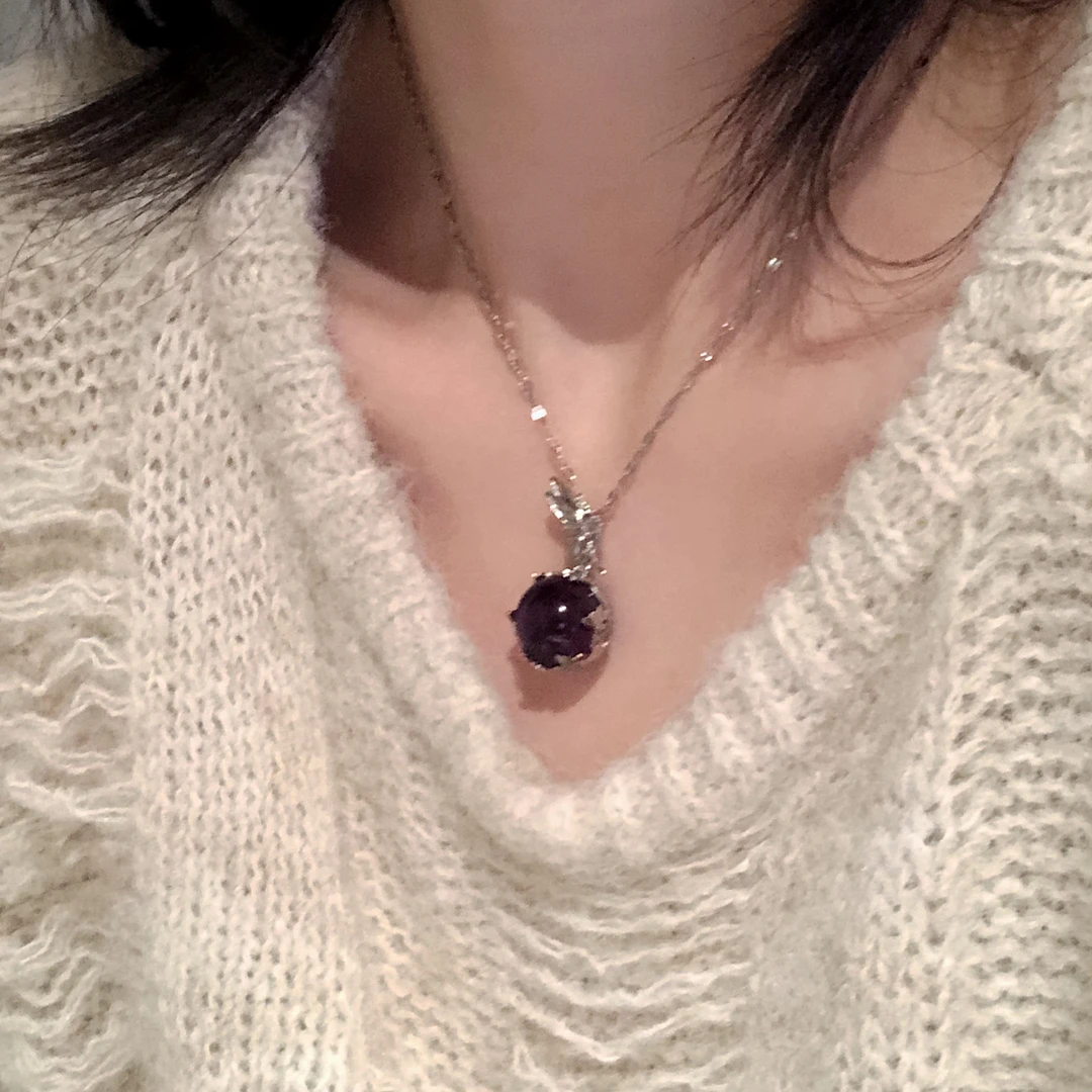 SG1687-［蝴蝶仙子］奢华气质合金紫水晶项链均有瑕色差