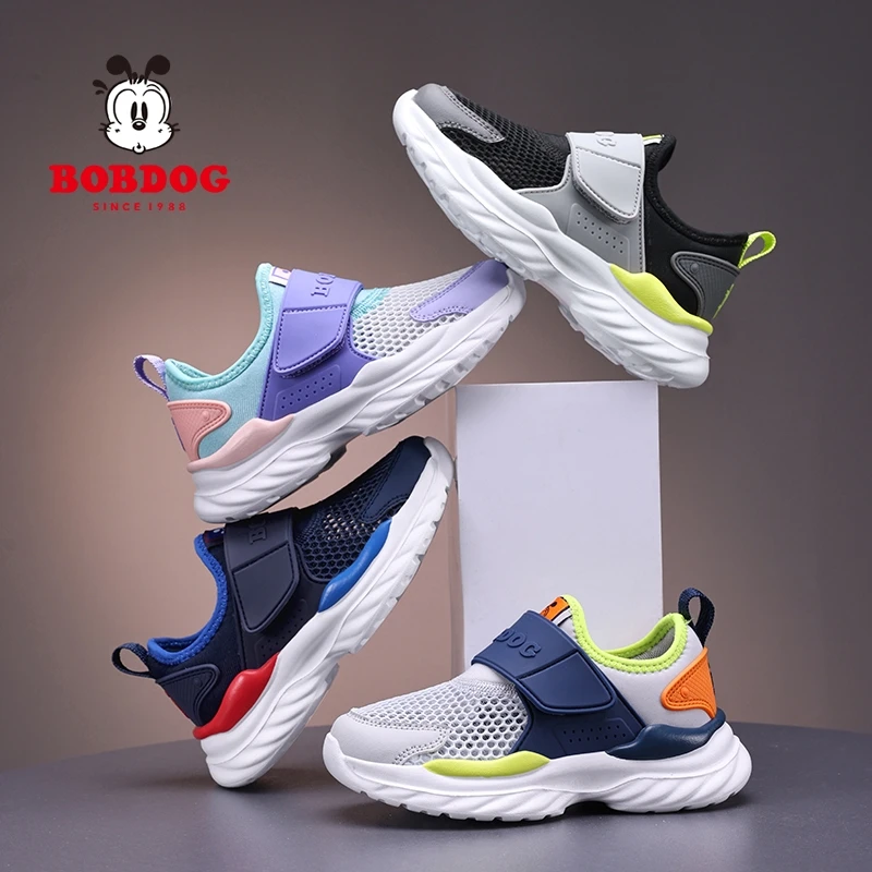 巴布豆男童网面飞织镂空运动鞋2025夏季新款中大童女童百搭跑步鞋