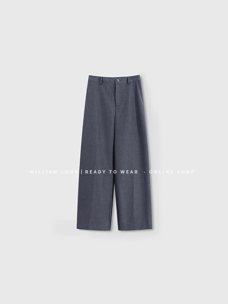 威廉威 男女同款【菲比竖条西裤】高级感精致条纹羊毛显瘦西裤Z249