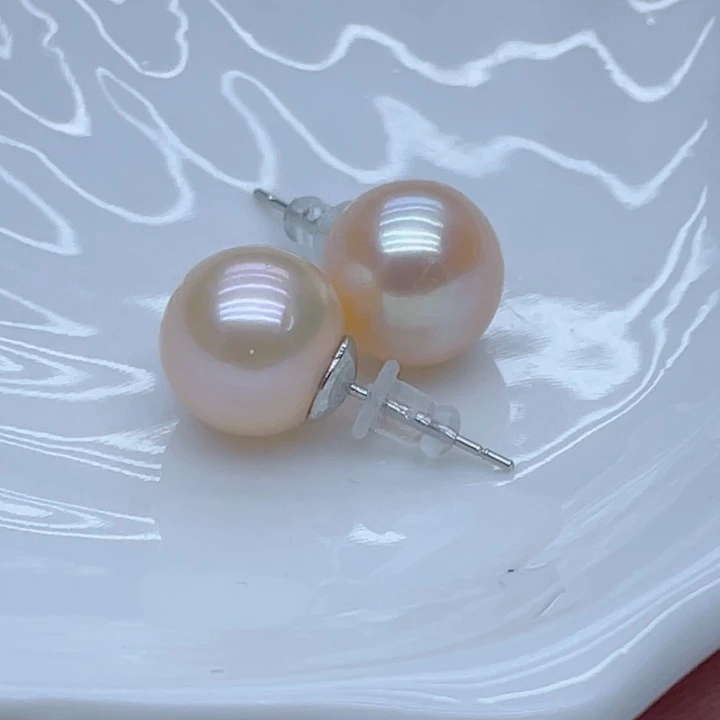 银S925镶嵌耳饰淡水珍珠