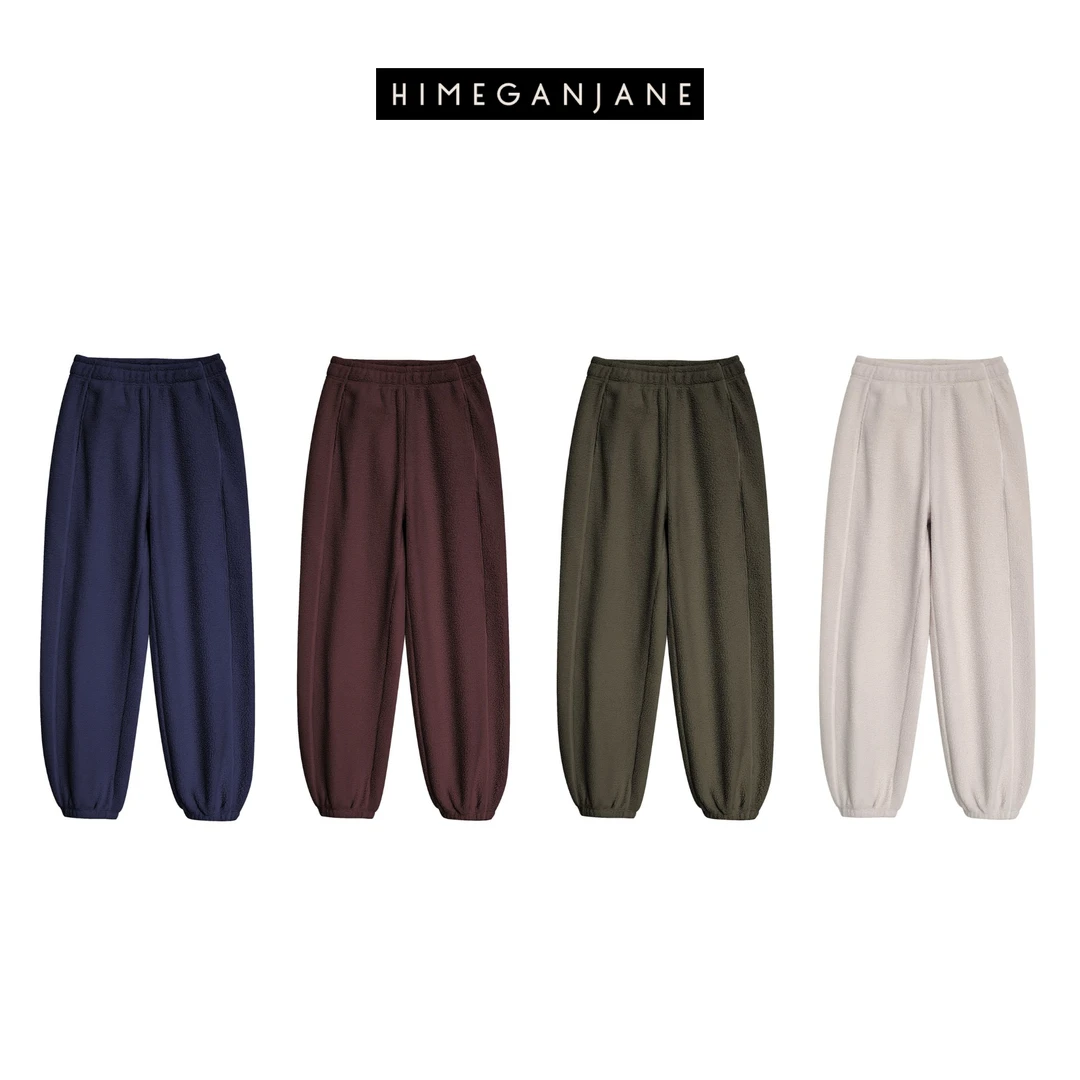 HIMEGANJANE 冬日暖阳 高克重高密度双面绒超舒服束脚卫裤81275