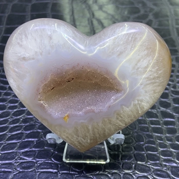 水晶珠宝半成品未镶嵌粉啵啵爱心