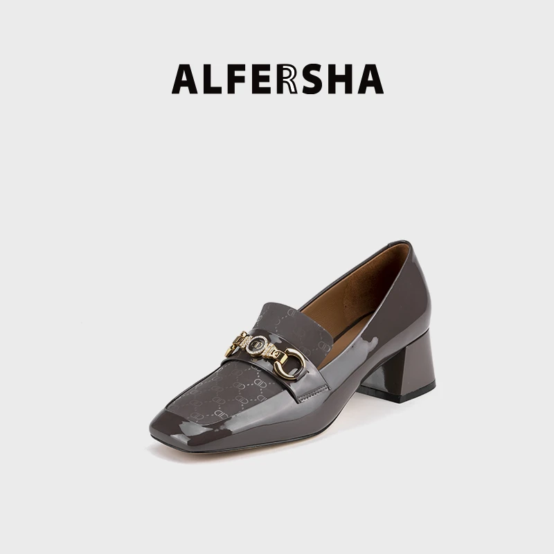 阿芙莎广系联名款923655复古舒适时尚气质方头单鞋D