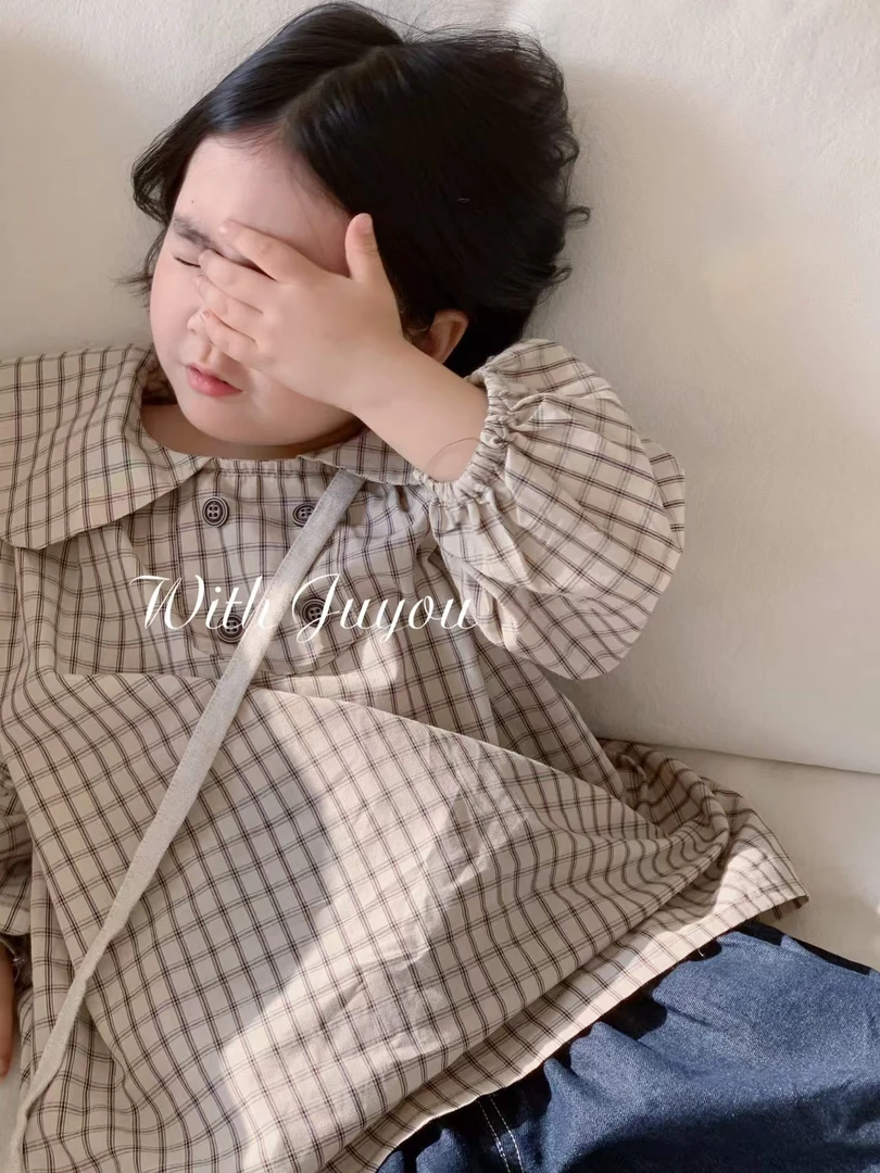 92081   韩系格子娃娃衫