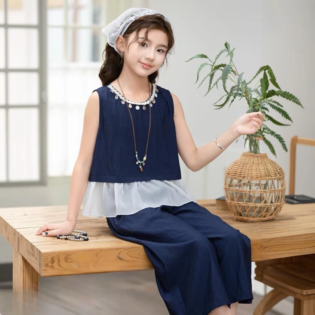 2025夏季新款休闲风夏季千金风波西米亚风套头套装中大童薄款