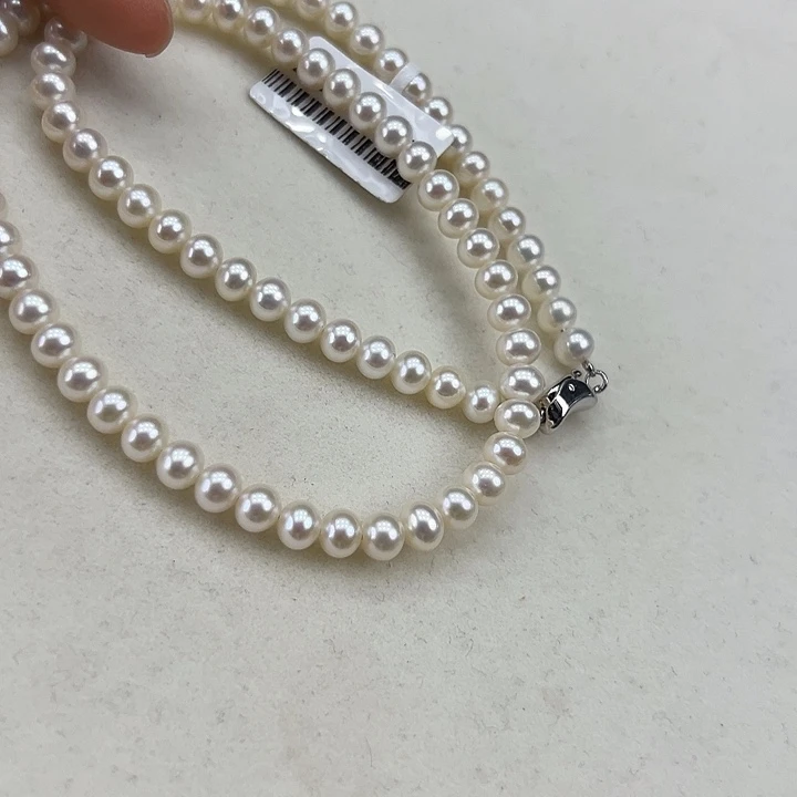 淡水珍珠银S925镶嵌颈饰➕5.5高品极光炫彩