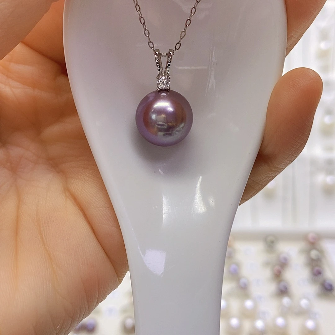 淡水珍珠银S925镶嵌吊坠(赠链)大****白